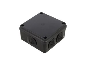 Skrzynka hermetyczna IP65 Puszka instalacyjna 100x100x50mm bezhalogenowa czarna z dławikami PG21 S-BOX 106c