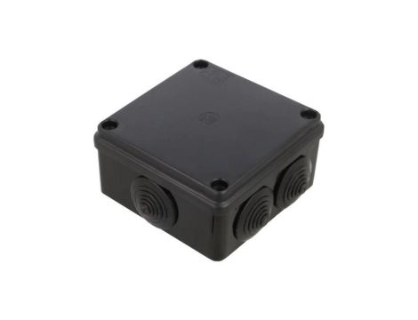 Skrzynka hermetyczna IP65 Puszka instalacyjna 100x100x50mm bezhalogenowa czarna z dławikami PG21 S-BOX 106c