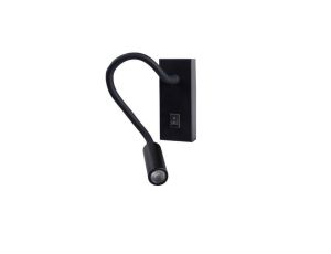 Kanlux kinkiet TONIL II LED B 3,3W czarny, 3000K, 145lm, włącznik w obudowie, do montażu przy łóżku do czytania, elastyczne rami