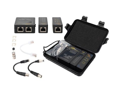 Tester kabli sieciowych LAN RJ45 PoE + BNC z diodami LED DIGITUS