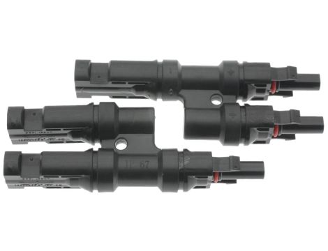 Złącze fotowoltaiczne MC4 typ T podwójne 2,5-4mm2 6mm2 IP67 1000V DC