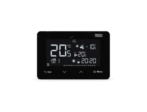 TECH ST-293 V3 - Regulator pokojowy przewodowy dwustanowy kolor czarny szklany