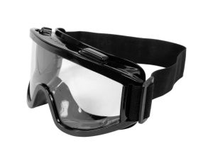 GOGLE OCHRONNE Z WYWIETRZNIKAMI BEZBARWNE Z CZARNĄ RAMĄ