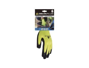 Rękawica dziana z poliestru, Strona Chwytna Powlekana Pianką Lateksową kolor żółto-czarny 9 DPVV733JA09