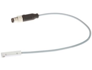 Czujnik indukcyjny 25x5x5mm zabudowany Sn: 0,8 10-30V DC PNP NO IO-Link złącze kablowe M8 3-pinowe 0,15 m PUR mosiądz IBQ50174