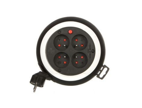 Kompaktowy przedłużacz 3m zwijany Comfort-Line CLS 4x230V czarny/biały H05VV-F 3G1,5 1109224