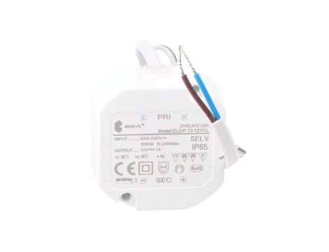 Zasilacz LED 12V DC 12W 1A IP65 /z zabezpieczeniami/ ZLDP 12-12YCL 19712-9036