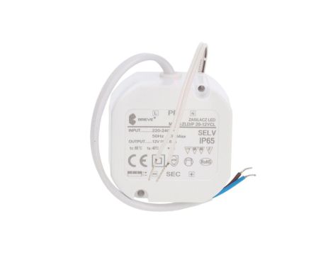Zasilacz LED 12V DC 20W 1,66A IP65 /z zabezpieczeniami/ ZLDP 20-12YCL 19712-9037