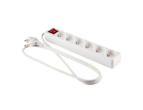 Przedłużacz z wyłącznikiem 6-gniazd z/u 1,5m /H05VV-F 3G1/ biały PM-ZW-6G-15