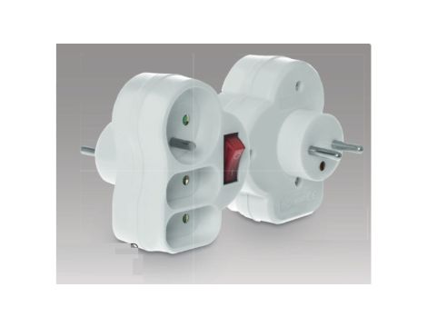 Rozgałęźnik wtyczkowy z wyłącznikiem 1-gniazdo z/u + 2x Euro biały R-12WS