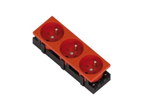 Gniazdo elektryczne standard 3C 3x2P+Z z blokadą czerwone potrójne 1 szt. 333538