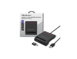 Qoltec Inteligentny czytnik chipowych kart ID SCR-0642 USB 2.0 + Adapter USB-C