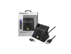 Qoltec Inteligentny czytnik chipowych kart ID SCR-0643 USB 2.0 + Adapter USB-C