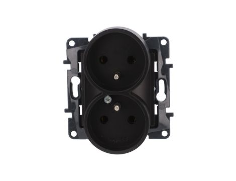 Niloe Step Gniazdo zasilające podwójne 2x2P+Z do ramek wielokrotnych, zaciski śrubowe, bez przesłony styków czarny 863532