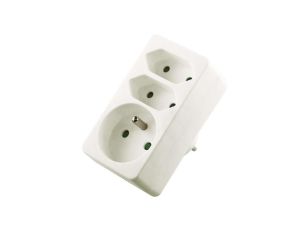 Rozgałęźnik wtyczkowy 1-gniazdo z/u + 2x Euro biały P0025