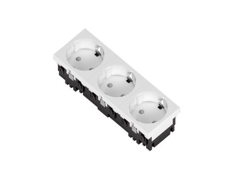 Gniazdo Schuko S3B 3x2P+Z bez blokady białe, potrójne 1 szt. 339015