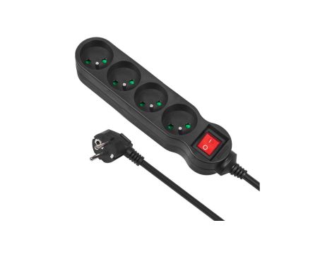 Listwa zasilająca przedłużacz 4 gniazda z wył czarny 1,4m Maclean Energy MCE180 2300W MCE180