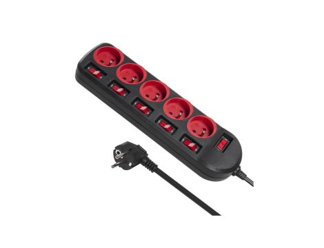 Listwa zasilająca przedłużacz 5 gniazd z włącznikami Maclean Energy MCE204 250VAC/10A 1,5m MCE204
