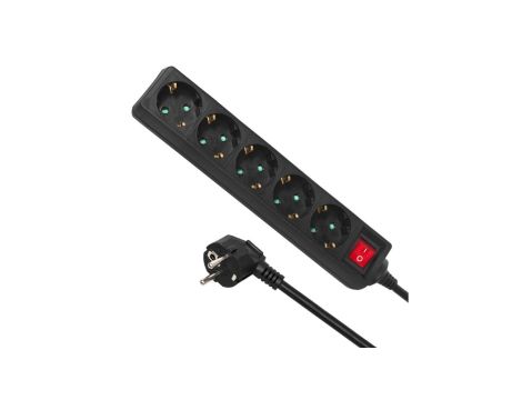 Listwa zasilająca przedłużacz 5 gniazd z wył czarny typ niemiecki 1,4m Maclean Energy MCE226G 3500W MCE226