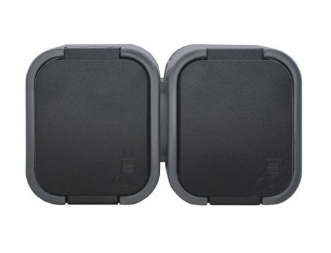 B2 Gniazdo podwójne 2P+Z bryzgoodporne z klapką w kolorze czarnym IP54 szary/czarny 00060278