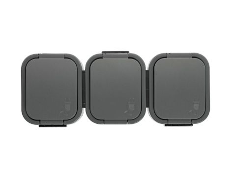 B2 Gniazdo potrójne 3x2P+Z bryzgoodporne z klapką w kolorze wyrobu IP54 szary 00060278