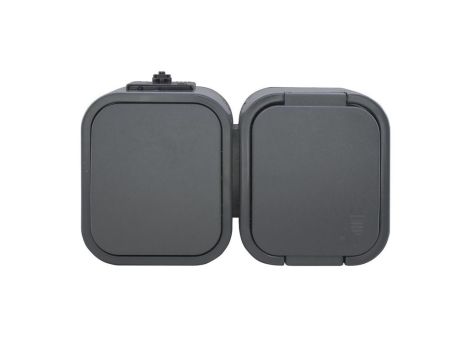 B2 Gniazdo pojedyncze n/t 2p+Z, bryzgoodp. + Łącznik IP54 szary 00060278