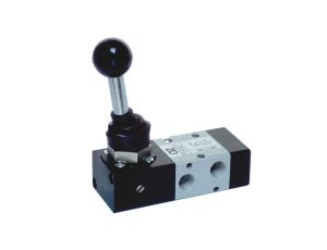 Zawór rozdzielający pneumatyczny ręczny 3/2 G 1/4 NC, monostabilny, powrót sprężyną, dźwignia