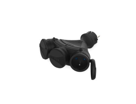 Rozgałęźnik wtyczkowy 3-gniazda z/u 16A 250V IP54 czarny GN-X3/54 W-01154