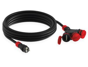 Przedłużacz budowlany 3-gniazda z/u 25m /H05RR-F 3x1,5/ IP54 czarny/czerwony W-01176