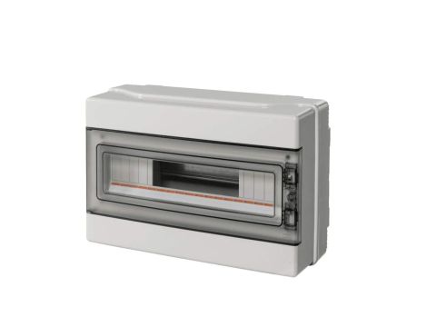 Rozdzielnica modułowa 1x18 n/t bezhalogenowa drzwi transp.IP65 szyna N+PE szara 1000V AC 1500V DC PV UV 290x390x140, EC62018E