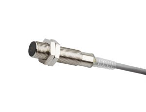 Czujnik indukcyjny M12x1 dł: 50mm zabudowany Sn: 2mm 10-30V DC PNP NO kabel 2m PVC mosiądz niklowany IP67 IA120100