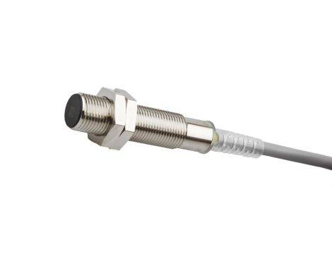 Czujnik indukcyjny M12x1 dł: 50mm zabudowany Sn: 2mm 10-30V DC PNP NO kabel 2m PVC mosiądz niklowany IP67 IA120100