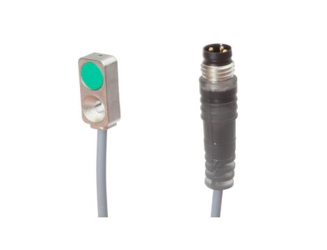 Czujnik indukcyjny 16x4,7x8mm zabudowany Sn: 2m 10-30V DC PNP NO złącze kablowe M8 3-pinowe IP67 odlew cynkowy IB98E089