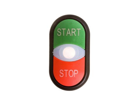 Napęd przycisku podwójny zielony/czerwony START-STOP z podświetleniem z samopowrotem M22S-DDL-GR-GB1/GB0 216703