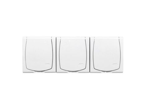 MADERA Gniazdo hermetyczne potrójne z/u IP44 klapka biała GNH-3NZ/00/w