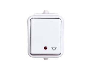 Cedar Przycisk hermetyczny IP44 światło z podświetleniem 10A biały IP44 WNt-102CS WNT102CS01