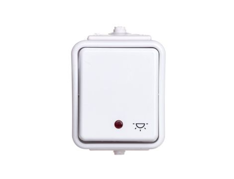 Cedar Przycisk hermetyczny IP44 światło z podświetleniem 10A biały IP44 WNt-102CS WNT102CS01