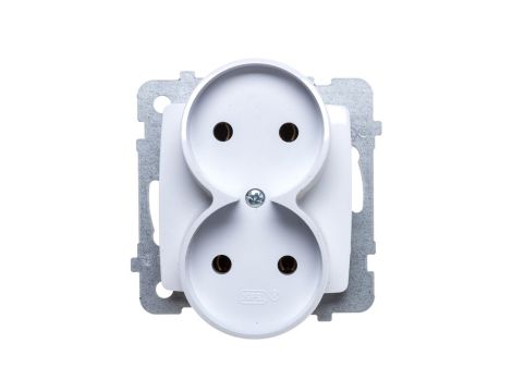 KARO Gniazdo podwójne b/u białe GP-2SR/m/00