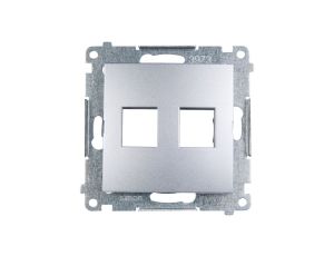 Simon 54 Pokrywa gniazda teleinformatycznego podwójnego 2xRJ Keystone płaska srebrny mat DKP2.01/43