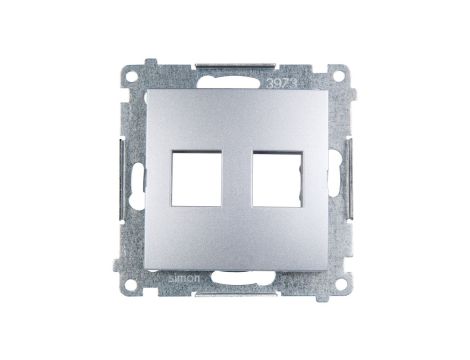Simon 54 Pokrywa gniazda teleinformatycznego podwójnego 2xRJ Keystone płaska srebrny mat DKP2.01/43