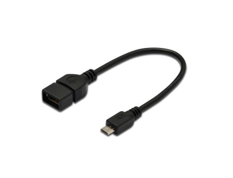 Kabel połączeniowy USB 2.0 OTG Typ microUSB B/USB A, M/Ż czarny 0,2m AK-300309-002-S