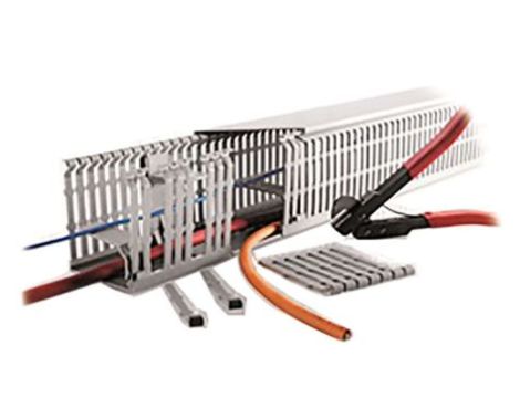 Koryto kablowe Szary PVC Otwarty Koryto panelowe z otworami 40 mm 80mm 2m RS PRO