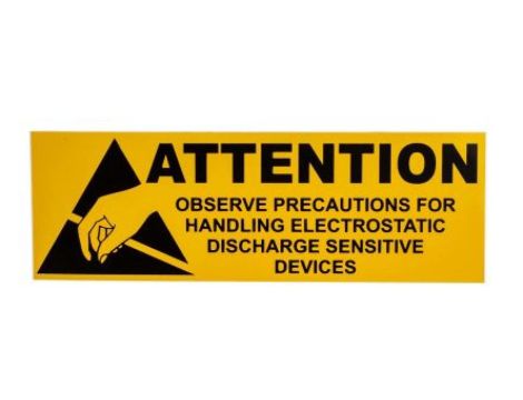 Etykieta ESD Żółty Winyl, Tekst: Attention, Uwaga, Angielski
