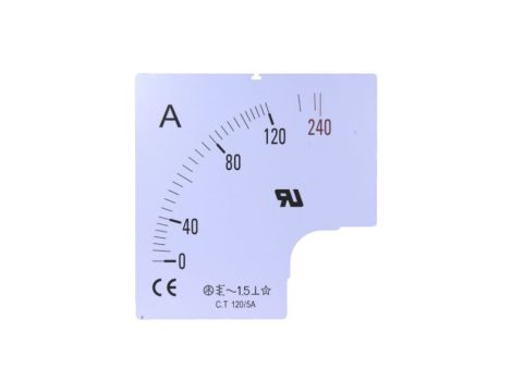 Skala metryczna, 300A, do użytku z: Panelowy amperomierz analogowy 96 x 96