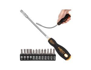 Wkrętak z elastycznym grotem + zestaw bitów 12szt NEO