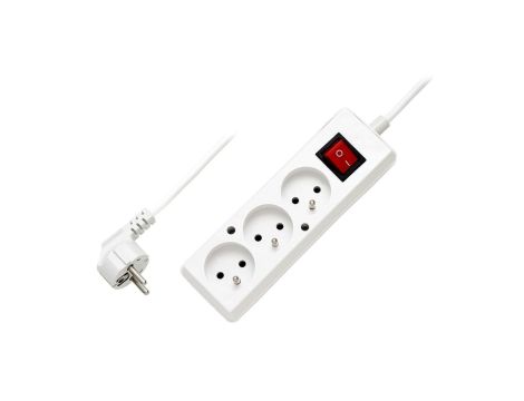 Przedłużacz z wyłącznikiem 3-gniazda z/u 10A 3m /OMY 3x1/ biały PS-370WS T-106110