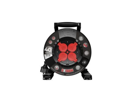 Przedłużacz bębnowy EXTREME LINE 4 gniazda z/u IP44 16A H05RR-F 3x1,5 40m czarny W-100030