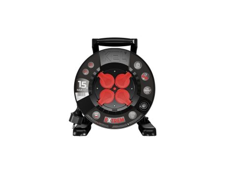 Przedłużacz bębnowy EXTREME LINE 4 gniazda z/u IP44 16A H05RR-F 3x2,5 15m czarny W-100023