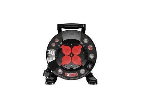 Przedłużacz bębnowy EXTREME LINE 4 gniazda z/u IP44 16A H05RR-F 3x2,5 30m czarny W-100029