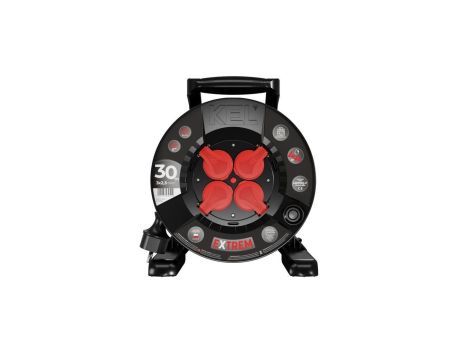 Przedłużacz bębnowy EXTREME LINE 4 gniazda z/u IP44 16A H07BQ-F 3x2,5 30m czarny W-100086